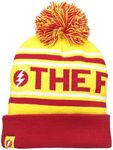 DC Comics Men's Flash Intarsia Knit Cuff Pom Beanie - Yellow - One Size