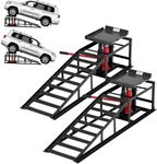 Hydraulic Car Ramps 2 Pack - 11000Lbs Capacity Low Profile Vehicle Ramps for Oil Changes, Trucks, Trailers & Garage Auto Repair, Heavy Duty Steel Construction, Black