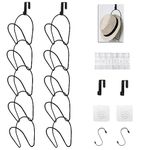 LINFIDITE 10 Pack Hat Rack Hanger Holder Organiser Closet Hanging Baseball Cap Display Storage Rack for Scarves Handbags Towels Clothes Ties Over Door Wall Mounted w Hanging Hook Black