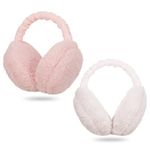 Draftor Women Earmuffs,2Pcs Winter Ear Muffs Adjustable Faux Fur Ear Warmer Warm Windproof Plush Earmuffs Foldable For Men Girl Thanksgiving