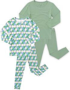 JunNeng Bamboo Viscose Pajamas for Toddler Boys, Baby Kids Soft Stretchy Pajamas Sets Sleeper, Green Dots + Green 18-24 Months