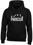 Hippowarehouse Parkour Kids Children's Unisex Hoodie Hooded top Black