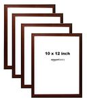 Laxmi Narayan Distributor Synthetic Wooden Non Breakable Plastic Sheet Basics Photo Frame with glass Hanging Hooks (Brown, 10" x 12" Inch) -Set of 4 Pc. Made in India,Wall Mount