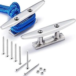 ZOMCHAIN Boat Cleat, 4 inch Open Base Dock Cleat, All 316 Stainless Steel Boat Mooring Accessories, Installation Accessories Bolts, Nuts and Screws, 2PCS, 4 Inch