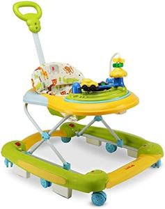 LuvLap Comfy 2-in-1 Baby Walker & Rocker with Parental Push Handle, Anti Fall, Anti Skid Mechanism, Height Adjustable with Light, Rattle & Musical Toys, Cushioned Walker for Baby 6-18months (Green)