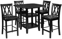 Homelegance Norman 5-Piece Counter Height Dining Set with Two Display Shelves, Black