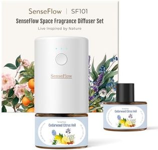 SenseFlow SF101S Pro Smart Plug In Air Freshener, Waterless Essential Oil Diffuser, Non-Toxic Aroma Diffuser, Adjustable 120-Day Natural Scent Mist, Covers 1000 Sq Ft- Free 30ml Cedarwood Citrus Veil