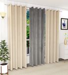 Home cloud 3 Pieces Velvet Plain Semi Blackout Parda Curtains for Long Door 10 Feet Set of 3 Pcs-[ 4 Feet x 10 Feet]- Color-Cream-Gray-Cream