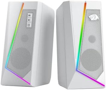 Redragon GS520 RGB Desktop Speakers, 2.0 Channel PC Computer Stereo Speaker with 6 Colorful LED Modes, Enhanced Sound and Easy-Access Volume Control, USB Powered w/ 3.5mm Cable, White…