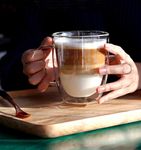 IBLUELOVER Double Wall Glass Cup Thermo Insulated Coffee Mug with Handle Heat-Resistant Latte Glasses Borosilicate Coffee Glass for Latte Mocha Cappuccino Americano Espresso Tea, 350ml/12Oz