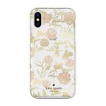 Kate Spade New York Phone Case | for Apple iPhone X and 2018 iPhone Xs | Protective Phone Cases with Slim Design, Drop Protection, and Floral Print - Blossom Pink/Gold with Gems