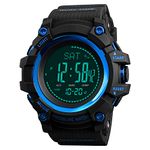 FeiWen Mens Multifunction Thermometer Altimeter Barometer Pedometer Calorie 12H/24H Stopwatch Countdown Calendar etc Outdoor Military LED Digital Sports Compass Watch Plastic Large Dial with Rubber St