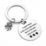 BOMEON Friend Keyring Friendship Gifts Women Friends Gifts Best Gifts Friends Women Graduation Gifts Friend Gifts Women Birthday Gifts Girls Good Luck Gifts Ideas Anniversary, Silver-1