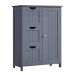 VASAGLE Bathroom Floor Storage Cabinet, Bathroom Storage Unit with 3 Drawers, 1 Adjustable Shelf, Bathroom Cabinet Freestanding, 11.8 x 23.6 x 31.5 Inches, Slate Gray UBBC049G01