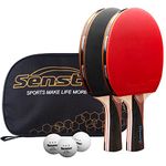 Senston Table Tennis Bats 2 Player Set, Ping Pong Paddle Set with Racket Case, Table Tennis Racket for Family Activity, School and Sports Club