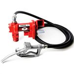 Biltek 20 GPM 12V Fuel Transfer Pump with Discharge Hose & Nozzle, Oil Transfer Pump, Electric Fuel Pump 12V for Oil Fuel Diesel Gasoline Kerosene Ethanol Methanol Blends Biodiesel