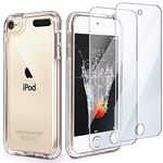 iPod Touch 7 Case Clear,IDWELL Touch 6 Touch 5 Case with 2 Screen Protectors, Clear Slim Soft TPU Bumper Hard Cover for iPod Touch 5/6/7th Generation (Latest Model,2019 Released), HD Clear