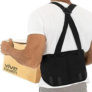 Vive Back Brace for Heavy Lifting - Lower Back Brace Support Belt for Men & Women w/Suspenders - Lumbar & Sciatica Pain Relief - Adjustable Compression for Herniated Disc, Lift Harness for Protection