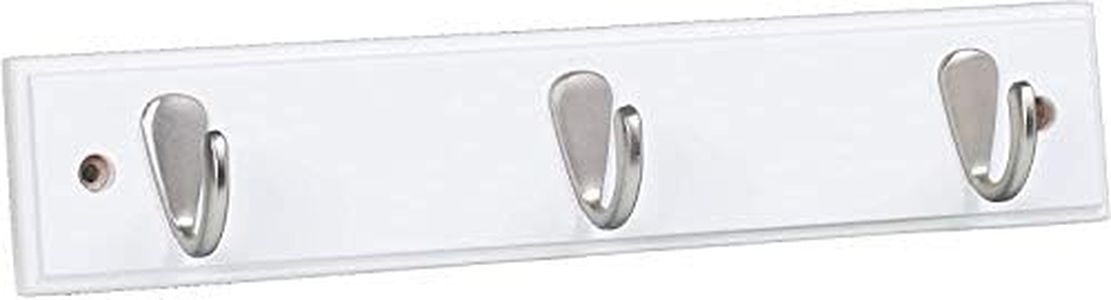BIRDROCK HOME Modern 3 Hook Coat Rack - Wall Mounted Key Cap & Hat Rack - White Finish - Satin Nickel Hooks