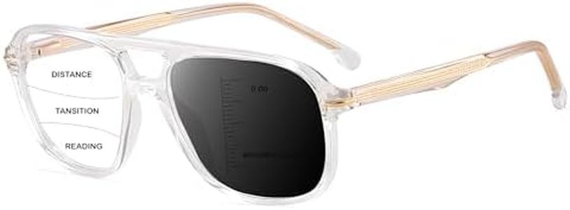 HOOBAY Photochromic Progressive Multifocus Reading Glasses Men Women,Progressive Readers No Line Quick-Transition Sunglasses (Clear, 0, x)
