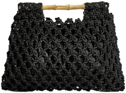 Floerns Women's Straw Bag Handle Beach Clutch Purse Hobo Handbag Black One Size