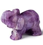 2" Amethyst Elephant Decor Natural Healing Crystal Stones Polished Hand-Carved Gemstone Big Cute Hippie Sculpture Statue Figurines Energy Purple Home Room Office Desk Decoration Gifts for Women Men