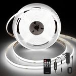 TTWAY COB LED Strip Lights, Dimmable LED Strip Kit 6000K, Super Bright 24V LED Tape Lights CRI90+ with RF Remote and UKCA Power Supply for DIY Home Decoration, 2M, 960LEDs, Cool White.