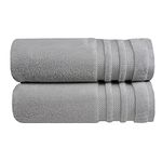 Trident Nectarsoft Towels for Bath, 100% Cotton towels, Zero Twist Yarn, 2 Large Size Bath towel set, towels for bath large size, Luxurious Soft, Extra Absorbent, 625 GSM, Grey