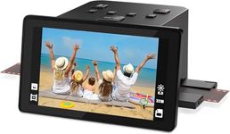Film and Slide Scanner Converts Color & B&W Negatives & Slides 35mm, 126, 110 Films to Digital Photos, with 5" LCD Screen, Easy-Load Film Inserts