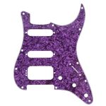 Musiclily Pro 11-Hole Round Corner HSS Guitar Strat Pickguard for USA/Mexican Stratocaster 4-screw Humbucking Mounting Open Pickup, 4Ply Purple Pearl