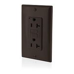 Leviton GFNT2 SmartlockPro Slim GFCI Non-Tamper-Proof Receptacle with LED Indicator, Wall Plate Included, 20 Amp, Brown