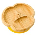 bamboo bamboo Baby Plate and Toddler Plate, Suction Plate for Feeding and Weaning, Bamboo Divider Taste Plate with Secure Suction, Suction Plates for Babies from 6 Months (Divider, Yellow)