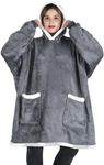 Qoosea Wearable Blanket Hoodie Oversized Blanket Sharpe with Long Sleeves & Larger Pockets with Small Pockets & Hood Wearable Blanket Warm Fuzzy Sweatshirt for Men Women Teens Girls Boys XL Dark Grey