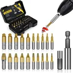 Gifts for Men, 22Pcs Titanium Damaged Screw Extractor Set - Remover for Stripped Head Screws Nuts & Bolts Drill Bit Tools for Easy Removal of Rusty & Broken High Speed Steel Superb Gift