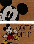 Gertmenian Disney Mickey Mouse Doormat Rug Retro Classic Non-Slip Holiday Decoration Home Entryway Front Door Indoor Outdoor Coir Mat Carpet, 2-Pack 20x34, Brown Come On in; 47534
