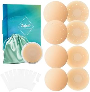 Dufuso Cache-tétons - 8 Pièces, Réutilisable Auto-adhésif en Silicone Ronde Nipple Cover, Couvre Seins Mamelons Invisibles étanches, Ultra Doux Cache Tetons Femme
