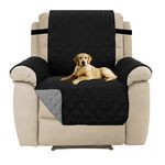 H.Versailtex Reversible Recliner Chair Covers, Water Resistant Recliner Protectors for Pets with Elastic Straps, Machine Washable Recliner Chair Slipcovers for Kids(Black/Gray)