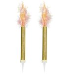 Ice Fountain Candle Cake Topper Sparkler for Birthday, Wedding, Anniversary Decoration. (2 PCS, Gold)