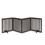 beeNbkks Freestanding Pet Gate for Dogs with 2PCS Support Feet, Foldable Wooden Dog Gates for Doorways Stairs, Indoor Pet Puppy Safety Fence, Espresso