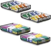 NADAMOO Low Profile Under Bed Storage with Wheels, 4 Pack Rolling Storage Containers, Foldable Metal Organizer Bins