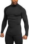 TSLA Men's Thermal Long Sleeve Compression Shirts, Mock Neck Winter Sports Running Base Layer Top YUT56-BLK_Small