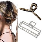 Beera 2PCS Metal&Plastic Large Hair Claw Clips for Thick Heavy Hair, Big Non-Slip Hair Catch Barrette, Strong Hold Claw Barrettes for Long Hair, Fashion Hair Styling Accessories for Women (Silver, 2)
