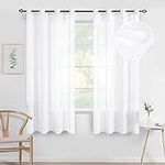 MIULEE 2 Panels White Semi Sheer Window Curtains Elegant Decoration Grommet Top Window Voile Panels/Drapes/Treatment Linen Textured Panels for Bedroom Living Room (54X45 Inches)