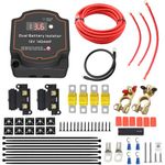 Heart Horse 6m Split Charge Relay Kit,12V 140 Amp Smart Dual Battery Isolator Kit with Led Voltmeter Manual/Auto Mode IP68 Waterproof Voltage Sensitive Relay VSR Kit for Truck ATV UTV RV Boat