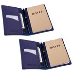 Wisdompro Journal Cover, 2 Pack PU Leather Cover for Field Notes, Moleskine Cahier Journal Pocket, or Other 3.5" x 5.5" Notebooks - Blue