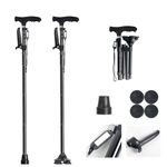 Ycpasta Walking Canes for Senior Women for Balance, Walking Sticks with Second Handle for Leg Injuries Standing, Folding Cane for Men with Adjustable Led Light, Extra Supply Replacement Accessories