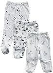 Maple Clothing Organic Cotton Baby Footed Pants (3 Pack, Polka/Panda/Cat, 6-12m)