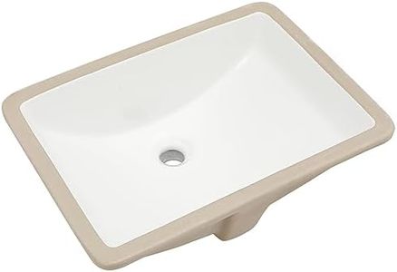 Undermount Bathroom Sink - Sarlai Rectangular Vessel Sink 21 x 15 inch Undermount Sink Modern White Ceramic Rectangle Sink, Vanity Sink Art Basin with Overflow