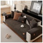 WIWIDANG Thick Fuzzy Sherpa Fleece Non-Slip Sofa Cover, Thick Couch Cover, Non Slip Sofa Cover, Plush Sherpa Sofa Slipcover, Autumn Winter Washable Sectional Sofa Protector (Black grey, 70 * 90cm)