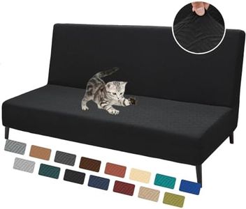 XINEAGE 2024 Newest Futon Cover Stretch Armless Sofa Bed Cover Anti-Slip Furniture Protector Without Armrests Slipcover with Elastic Bottom (Futon, Black)